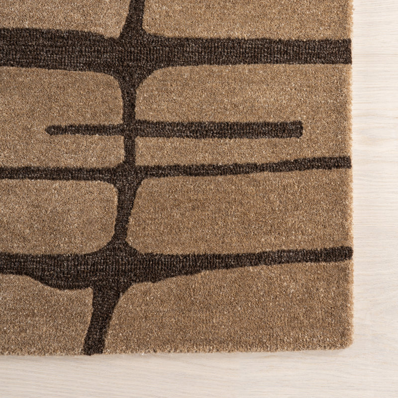 Handmade Brown Striped Wool Rectangular 4' x 6' Area Rug