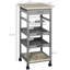Îlot de cuisine mobile avec tiroir, rangement pour panier et plateau, rangement pour tiroir gris et gris