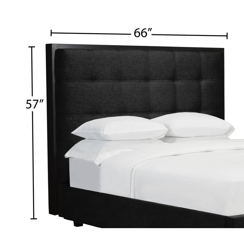 Tête de lit à panneau rembourré Synder, Cuir - Noir, Grand