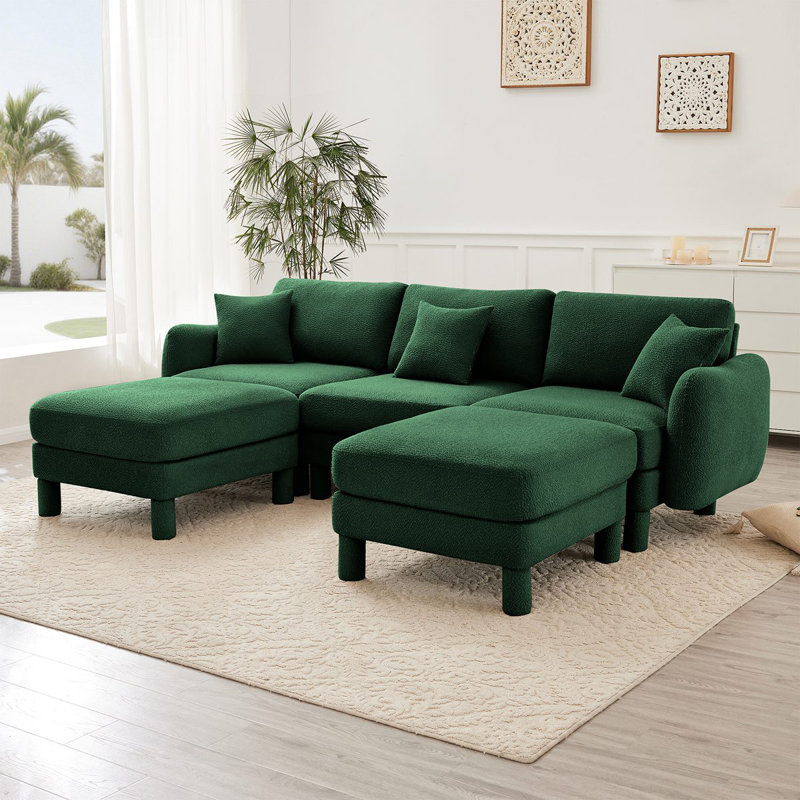 Canapé modulaire en U à 3 places Boucle Fabric, Vert