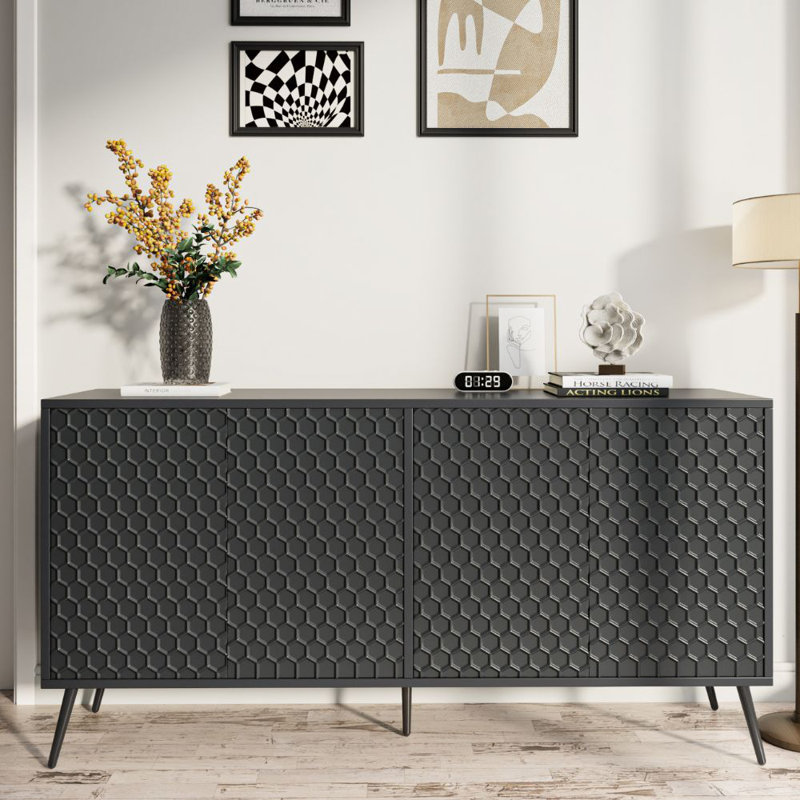 63" Modern Sideboard with 5 Stable Legs and 4 Adjustable shelves ,Buffet Cabinet for Entryway Dining Room or Living Room