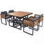 9-Pieces Acacia Wood Patio Dining Set, Space Saving Outdoor Patio Set, 4 Cushioned Chairs & 4 Ottomans & 1 Square Table, For Backyard, Garden, Deck And Poolside, Gray
