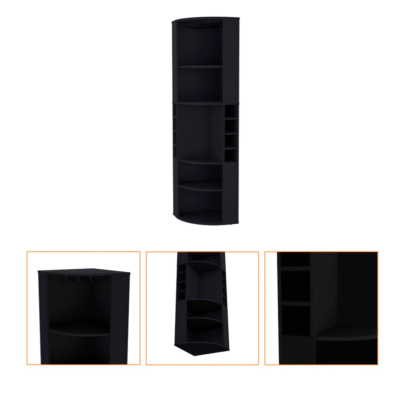 Avery 5 Large Shelves Corner Bar Cabinet, White