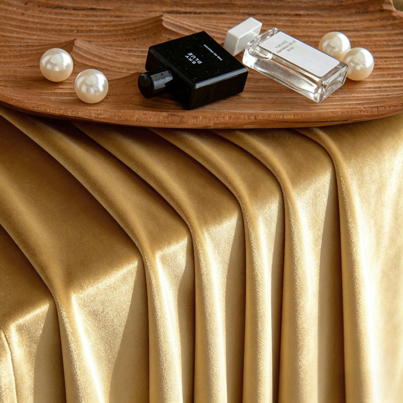 Velvet Blackout Thermal Curtain Panel –  Room-Darkening Grommet Solid Color Drapes for Living Room Bedroom (Set of 2), Gold