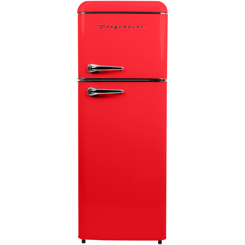 7.5 Cu. Ft. Capacity Retro Fridge Freezer Combo, Upright Fridge Freezer Combo, Apartment Size, Red
