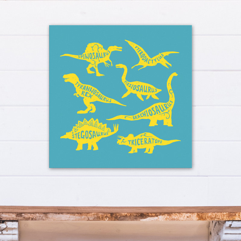 Art sur toile dino names Amapola, H 24 po x l 24 po x P 1,25 po, Bleu / Jaune