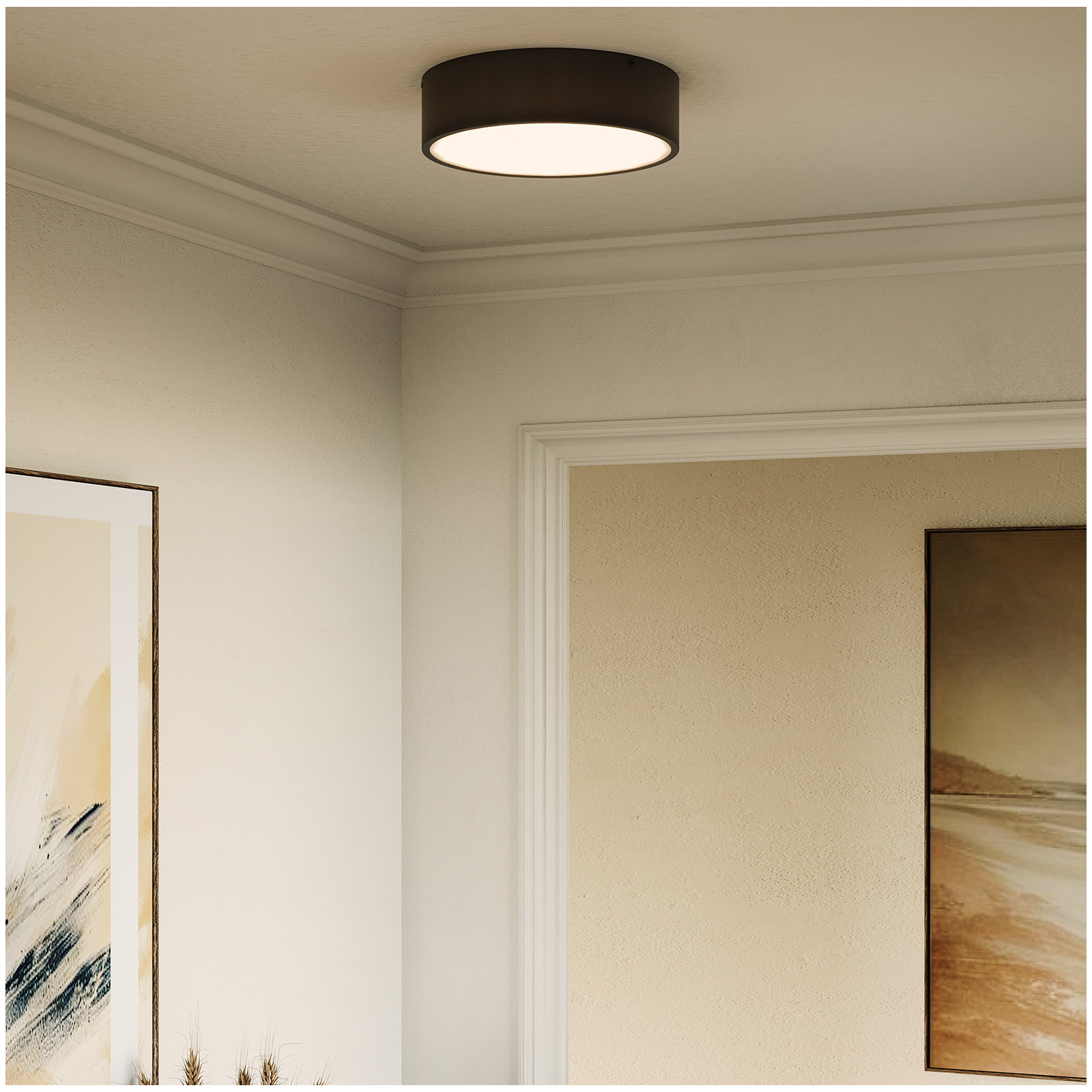 Mossy 3 Light Glass Flush Mount, Matte Black