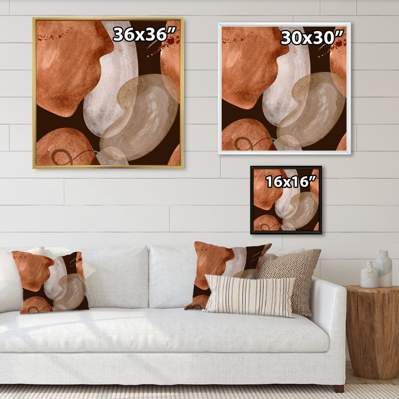 Décoration murale Mid-Century Earth Tones - Mid-Century, L 16 po x H 16 po, Cadre flottant noir