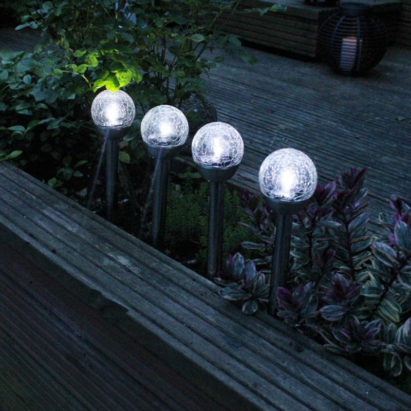 Chrome Low Voltage Solar Powered Integrated LED Metal Pathway Light Pack