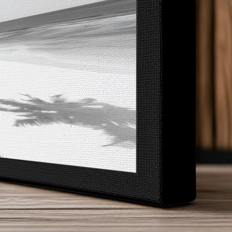 Leaning Palm Coastal - Wrapped Canvas, 36x24 - 91.4 x 61.0 cm, Black Border