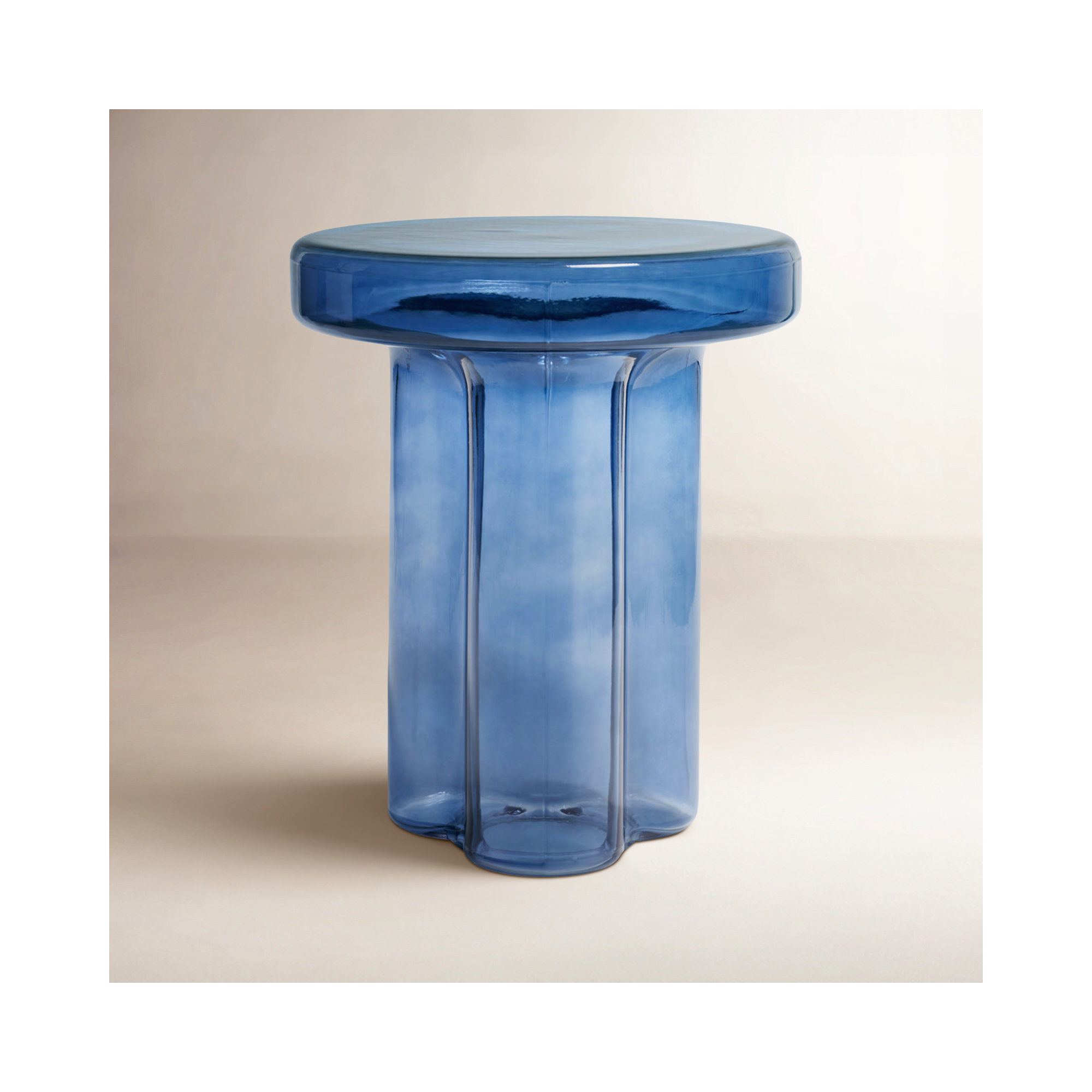Glass End Table, Blue
