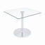 Table de salle à manger moderne carrée en verre avec base à une colonne pour 2 à 4 personnes-1231250902