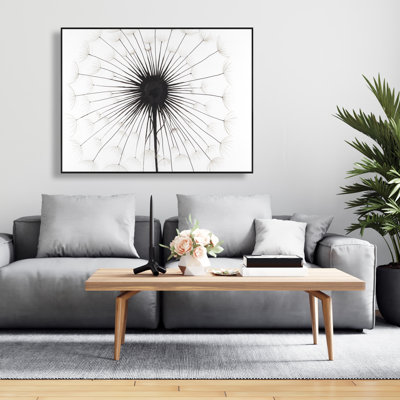 Toile avec cadre noir pissenlit noir | Décoration intérieure