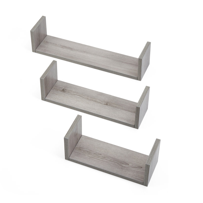 Tutti Bambini Modena 3 Piece U-Shaped Wall Shelves Set, Grey Ash
