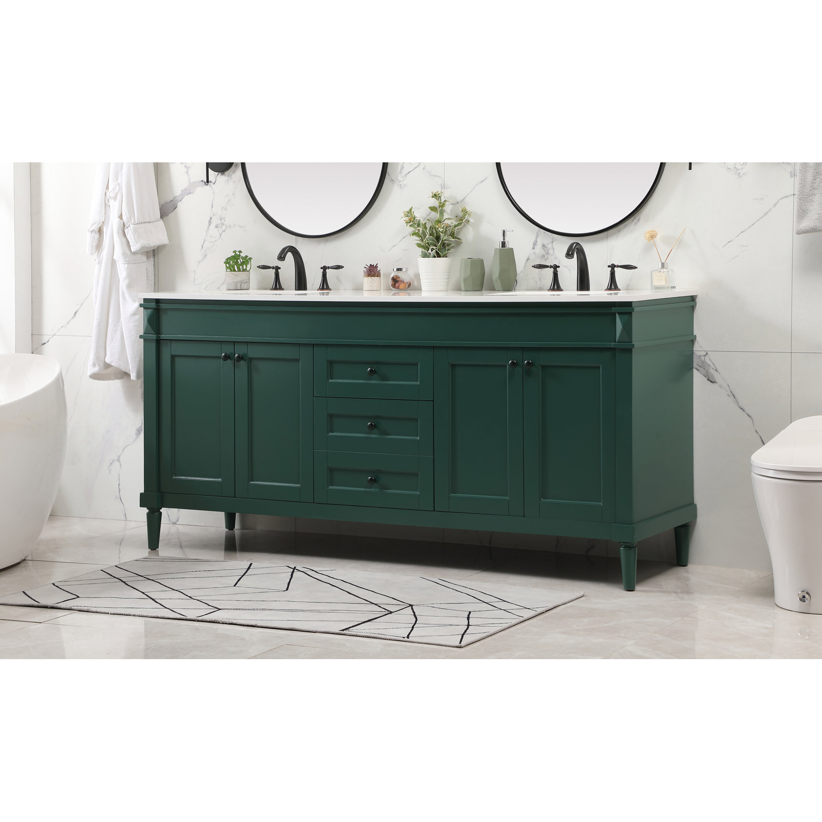Readington 72'' Double Bathroom Vanity, Green