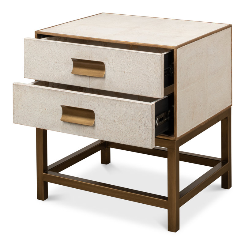 Shagreen 22'' W Solid Wood Nightstand, Osprey White