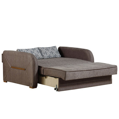 Storage In Dark Brown Upholstery - , Suitable For Dorm Rooms And Small Spaces Upholstered Convertible With Stylish Functional Design