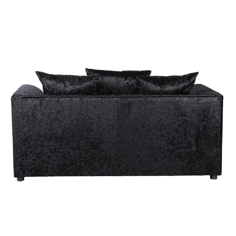 Romelia 2 Seater Velvet Loveseat, Black