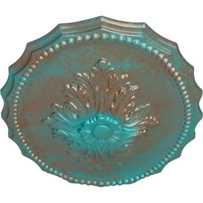 Endurathane Oxford Ceiling Medallion, 16 7/8"W x 11 3/4"H x 1 1/2"P, Hand-Painted Copper Green Patina Finish