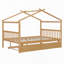 Lit double en bois avec lit gigogne simple-896407456