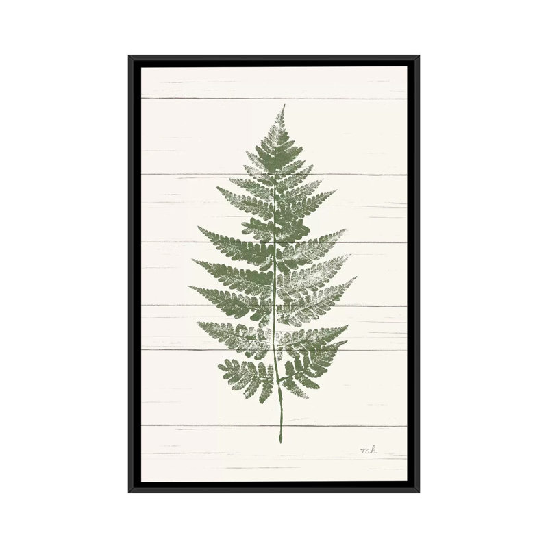«Fern Print I», impression sur toile, H 26 po x l 18 po x P 1,5 po, Toile avec cadre noir, Pas de tapis