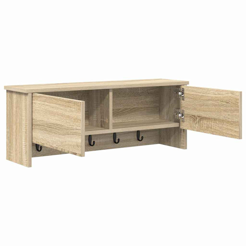 Wall-Mounted Coat Rack With Shelf 80 X 20 X 30 Cm, Sonoma Oak