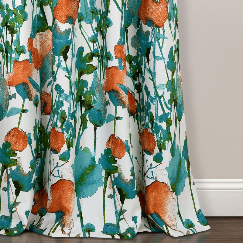 Room Darkening Curtain Pair, Turquoise/Orange