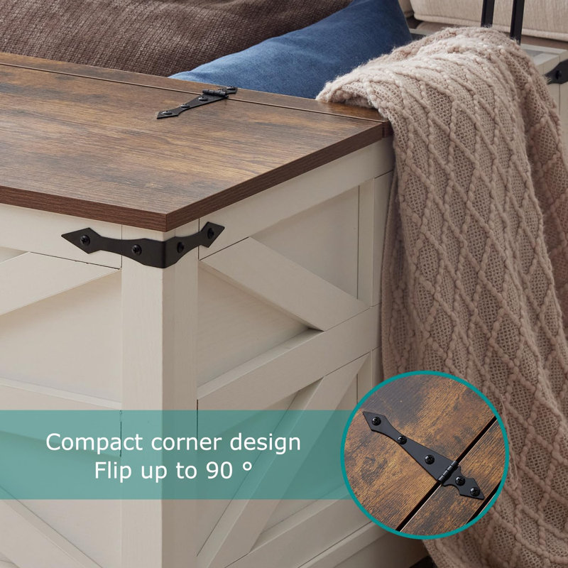 Coffee Table with Storage, Farmhouse Square Storage Coffee Table with Hinged Lift Top, Square Wood Center Table, Cocktail Table with Large Hidden Storage Compartment for Living Room
