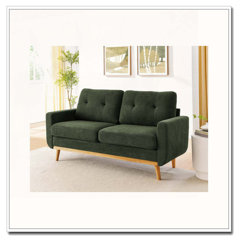 Canapé capitonné 67,7 po de largeur Mid-Century, Vert