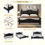 Lit plateforme de style rétro avec support en lattes de bois-717329008