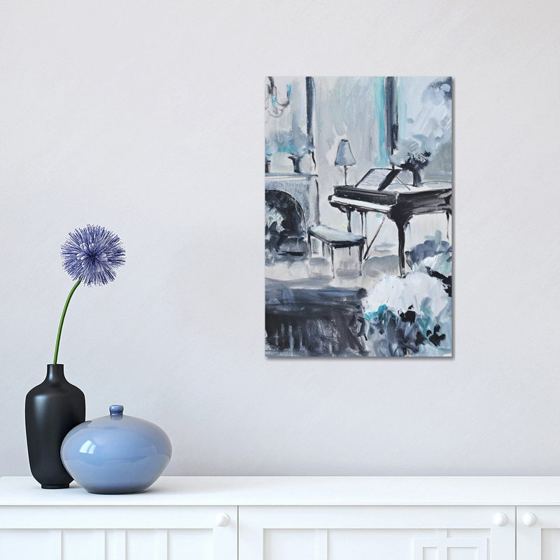 Piano In Blue III by Allayn Stevens - Wrapped Canvas Painting, 30.48 cm H x 45.72 cm W