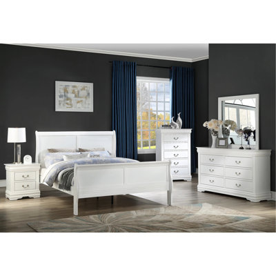 White Solid Wood Full Size Bed With Practical Drawer Improvements And Metal Glides Elegant In Finish, Made Of Options
