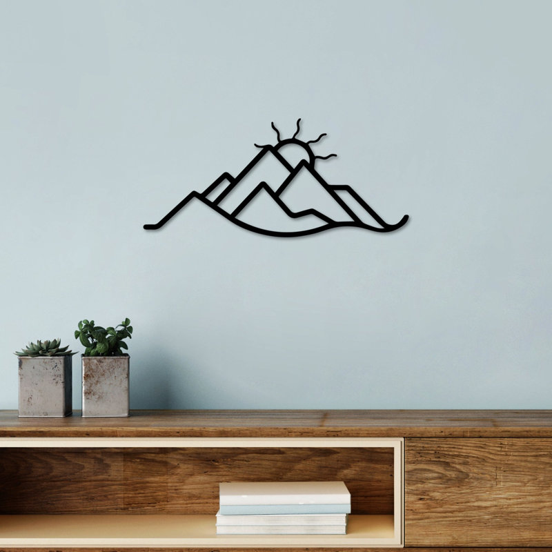 Accessoire mural décoratif en métal, finition noire, 23,6 po x 10,2 po | Fabrication 100% métal, épaisseur: 0,06 po | Conception légère, parfaite pour la décoration intérieure et les espaces de bureau, élégante et durable
