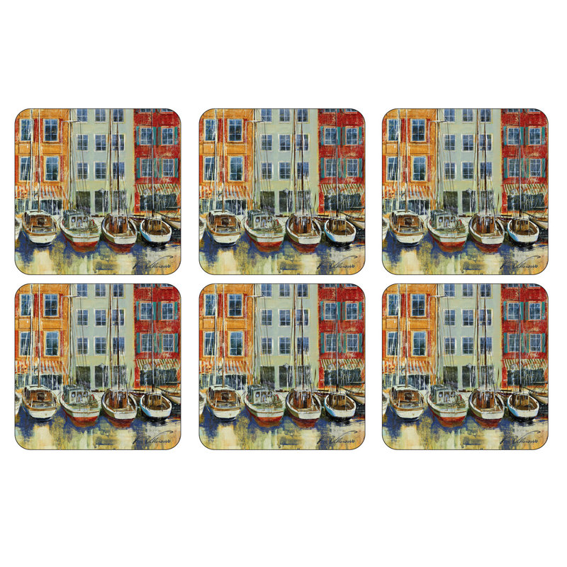 Pimpernel Boat Scene Coasters 4"X 4"