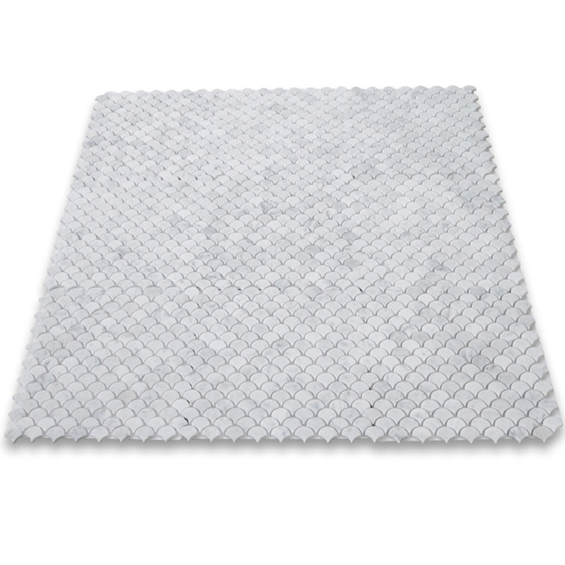 12" x 12" Marble Fish Scale Mosaic Wall & Floor Tile