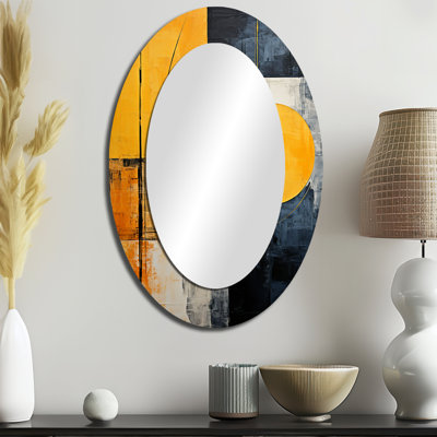 Lemon Loops Abstract Shapes - Miroir mural ovale moderne
