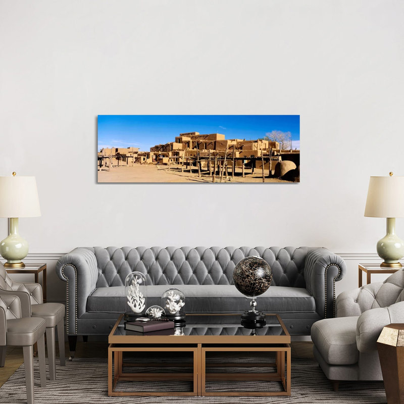 Taos Pueblo, Taos County, New Mexico, USA 1 Piece Wrapped Canvas Panoramic Wall Art, 152.4 cm H x 50.8 cm W x 3.175 cm D