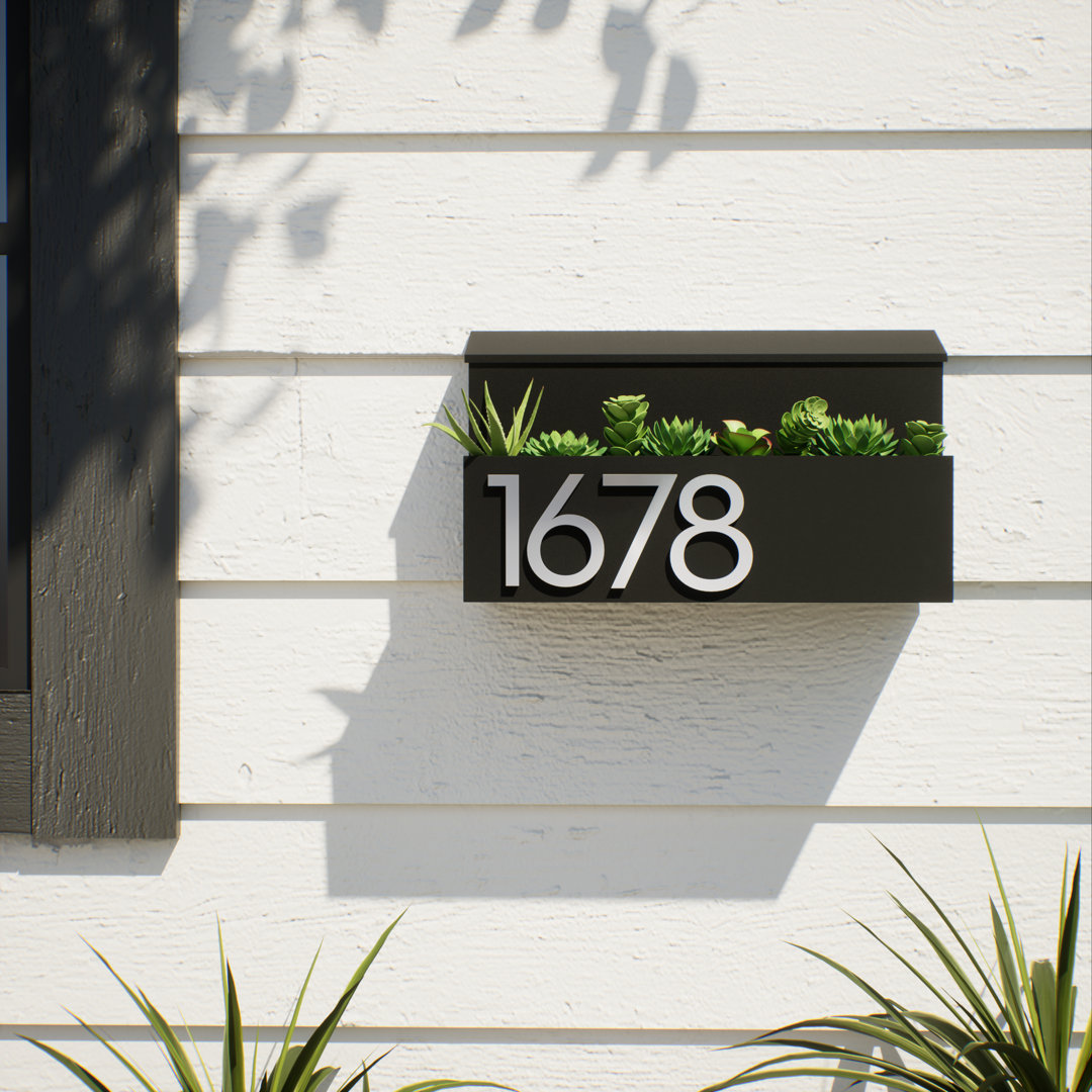 The Garden Wall Mounted Steel Mailbox Post & Porch Font 
