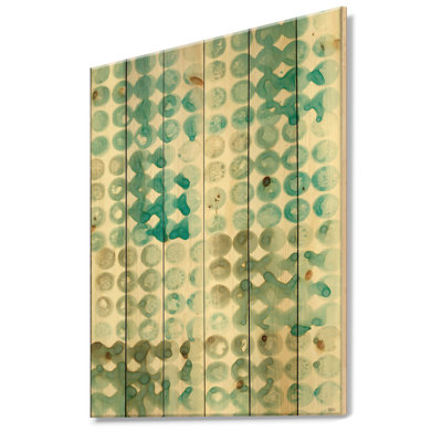 Turquoise aquarelle géométrique V - reproduction moderne et transitionnelle sur bois de pin naturel