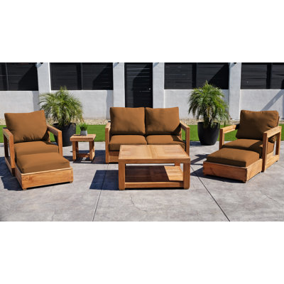 Crelake 7 Piece Teak Outdoor Seating Group with Sunbrella Cushions