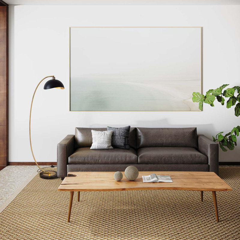 Luna Bella Chairside Arc Floor Lamp - 60", Weathered Brass, Marble Base, Weather Brass, Weather Brass