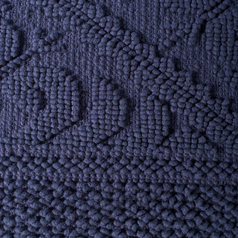 Delaplaine Cotton Bath Rug, Navy Damask