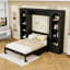 Grand lit escamotable avec tablettes de rangement, DEL, armoires latérales et tiroirs-1748193481
