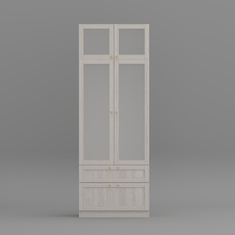 Armoire moderne avec armoire supérieure, portes en verre givré et poignées en métal - Tiroirs spacieux avec solution de rangement Titre du produit: Armoire d'entrée moderne avec tiroirs spacieux