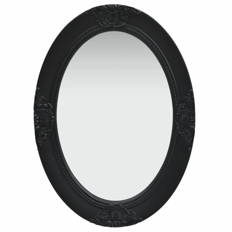 Cann Wood Oval Wall Mirror, 70cm H x 50cm W, Black