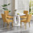 High Gloss Round Dining Table Set with 4 Velvet Dining Chairs-2044874349