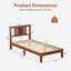 Lit plateforme en bois massif de style Mid-Century avec tête de lit, support à lattes de bois, aucun sommier nécessaire-1983045736