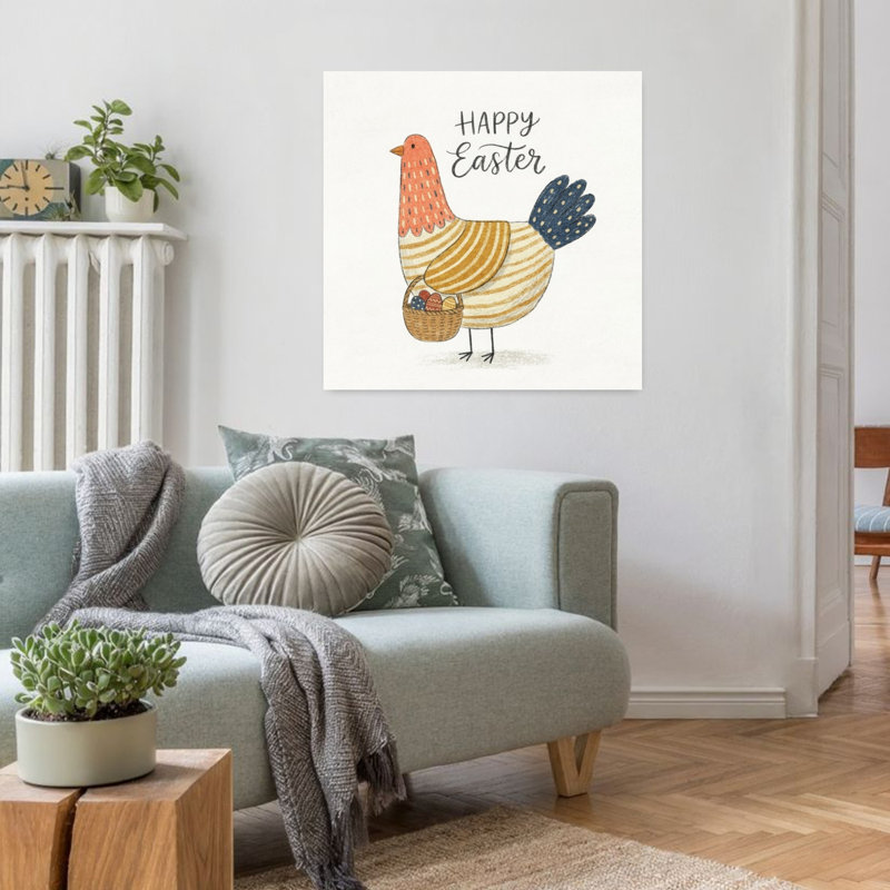 Joyeuses Pâques, impression d'art mural abstrait, fantaisiste, oiseau, printemps, H 32 po x l 32 po
