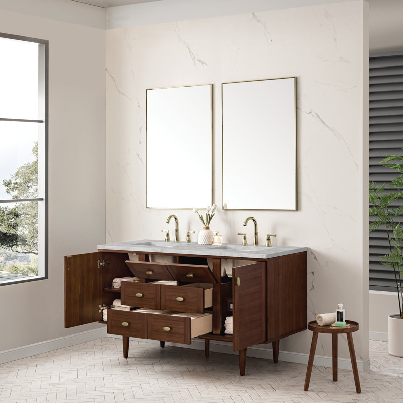 Amberly 60'' W Double Vanity, Victorian Silver