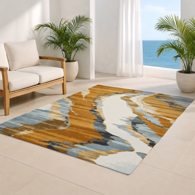 Watercolor Beige Indoor and Outdoor Area Rug